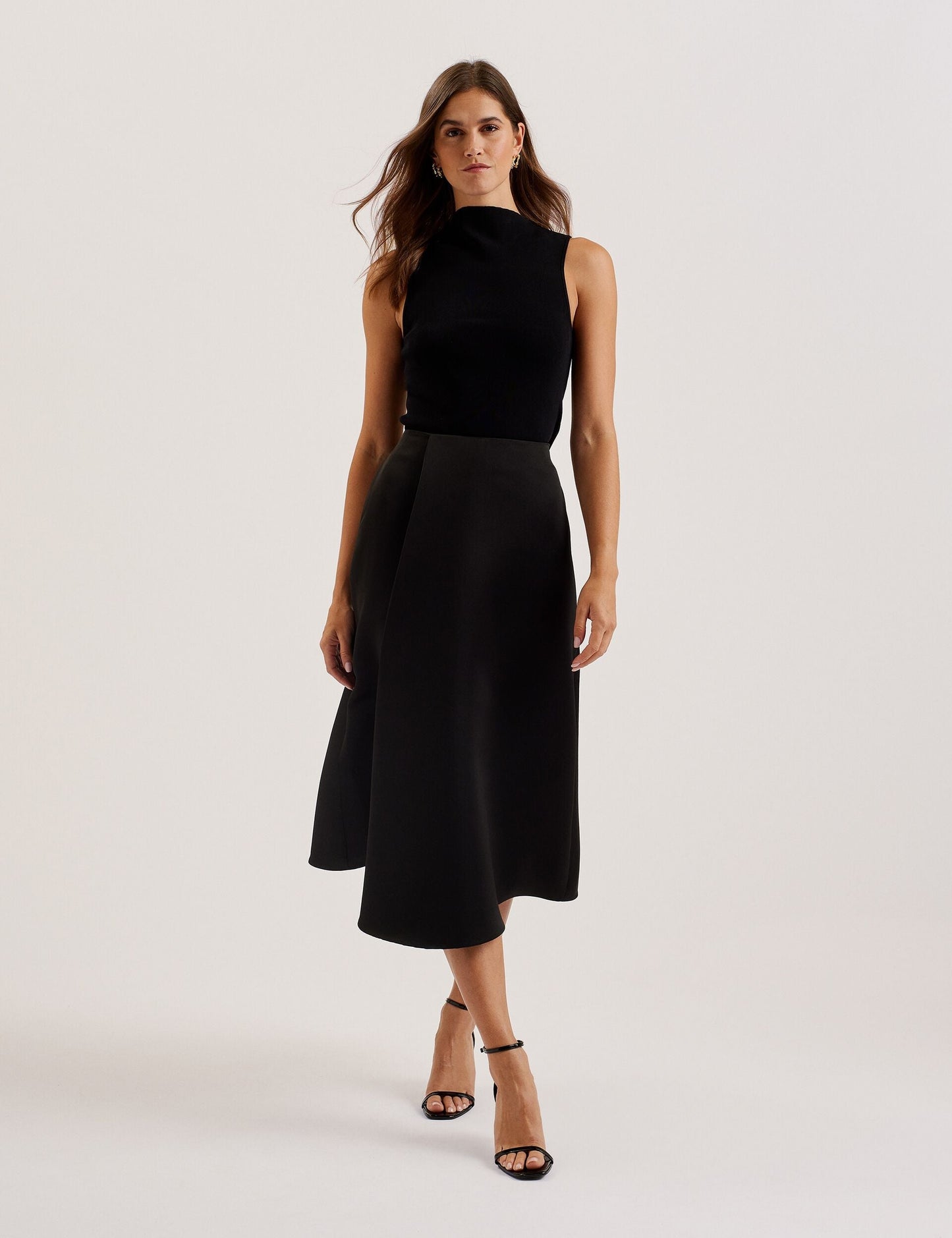 Asymmetric Satin Wrap Midi Skirt