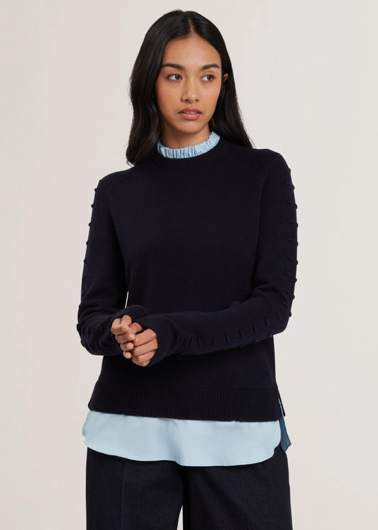 Bobble Detail Shirt Hem Knitted Jumper