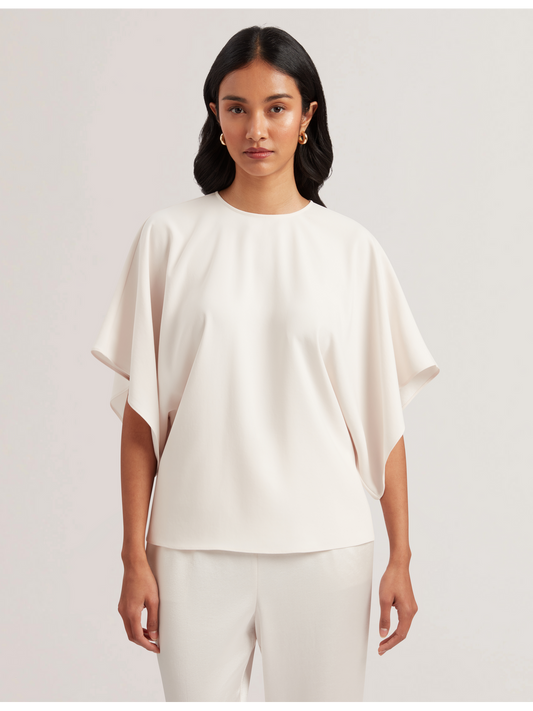 Batwing Short Sleeve Woven Blouse