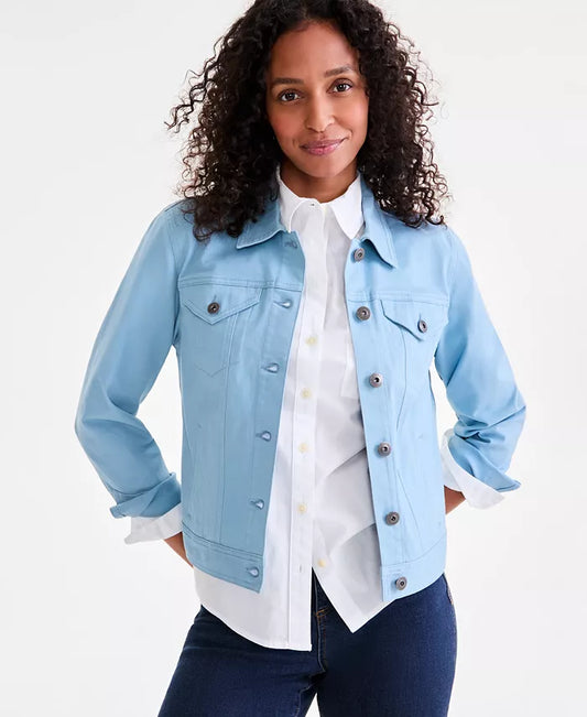 Baby Blue Cotton Denim Jacket
