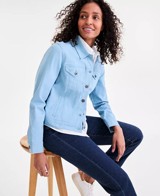 Baby Blue Cotton Denim Jacket