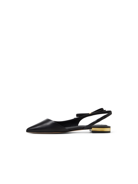 Bow Detail Slingback Leather Ballet Flats