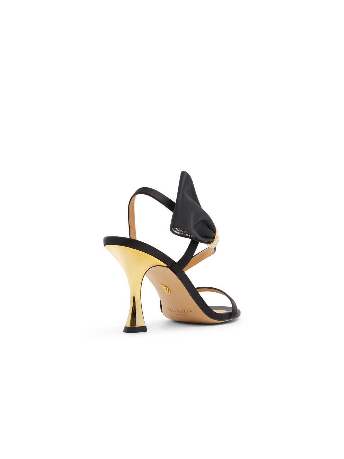 Bow Embellishment Satin Heeled Sandals