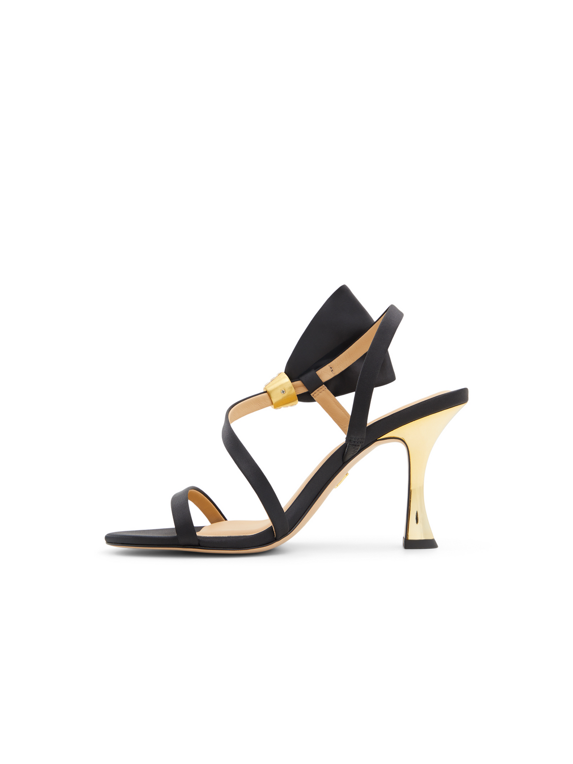 Bow Embellishment Satin Heeled Sandals