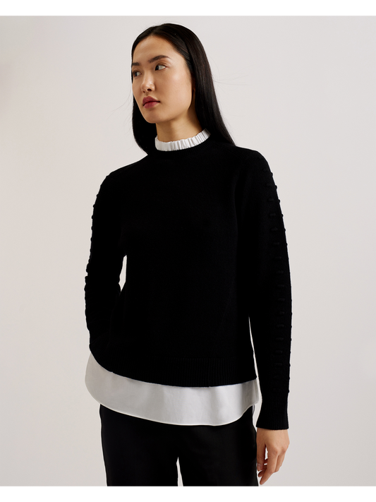 Bobble Detail Shirt Hem Knitted Jumper