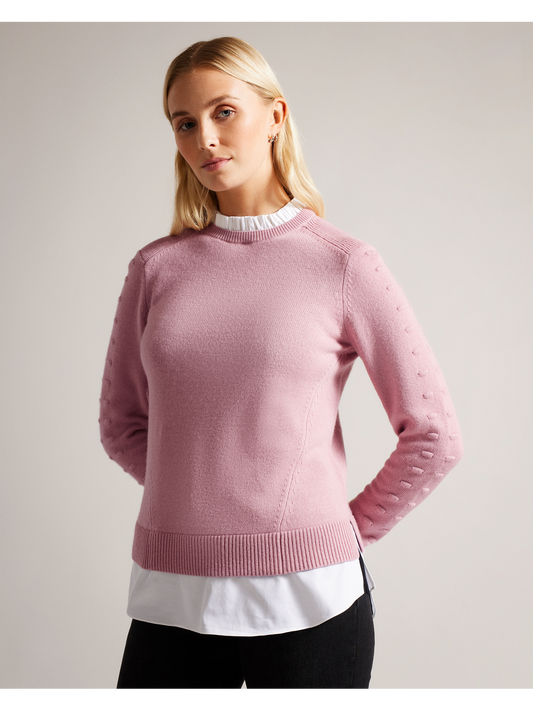 Bobble Detail Shirt Hem Knitted Jumper
