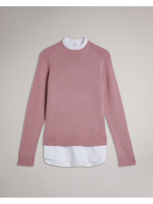 Bobble Detail Shirt Hem Knitted Jumper