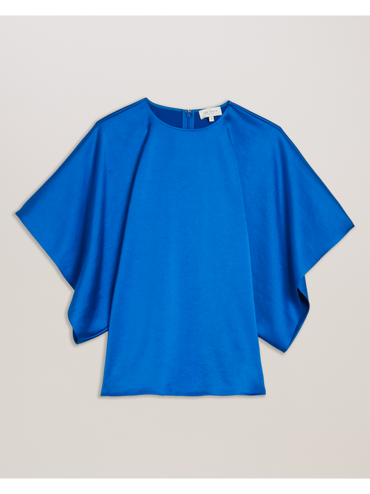 Batwing Short Sleeve Satin Blouse