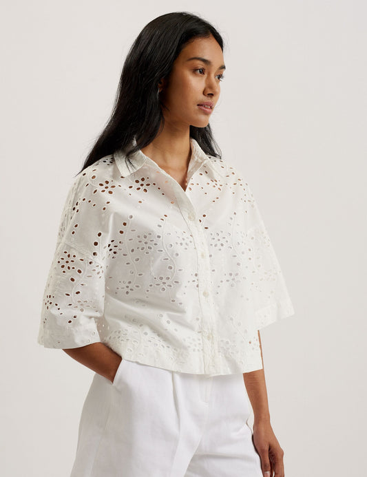 Broderie Cropped Shirt