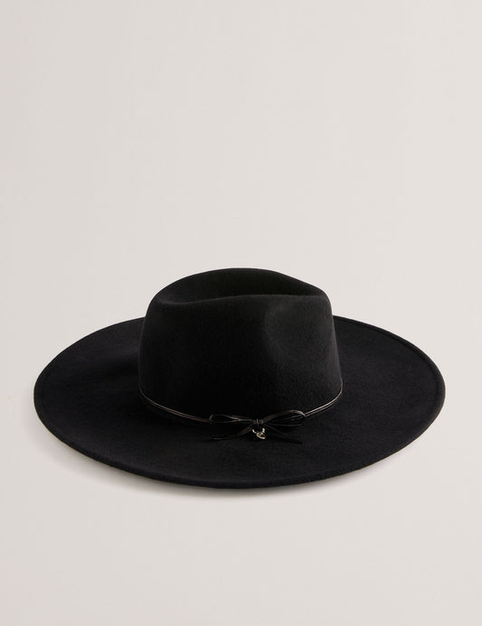 Bow Detail Pure Wool Fedora Hat