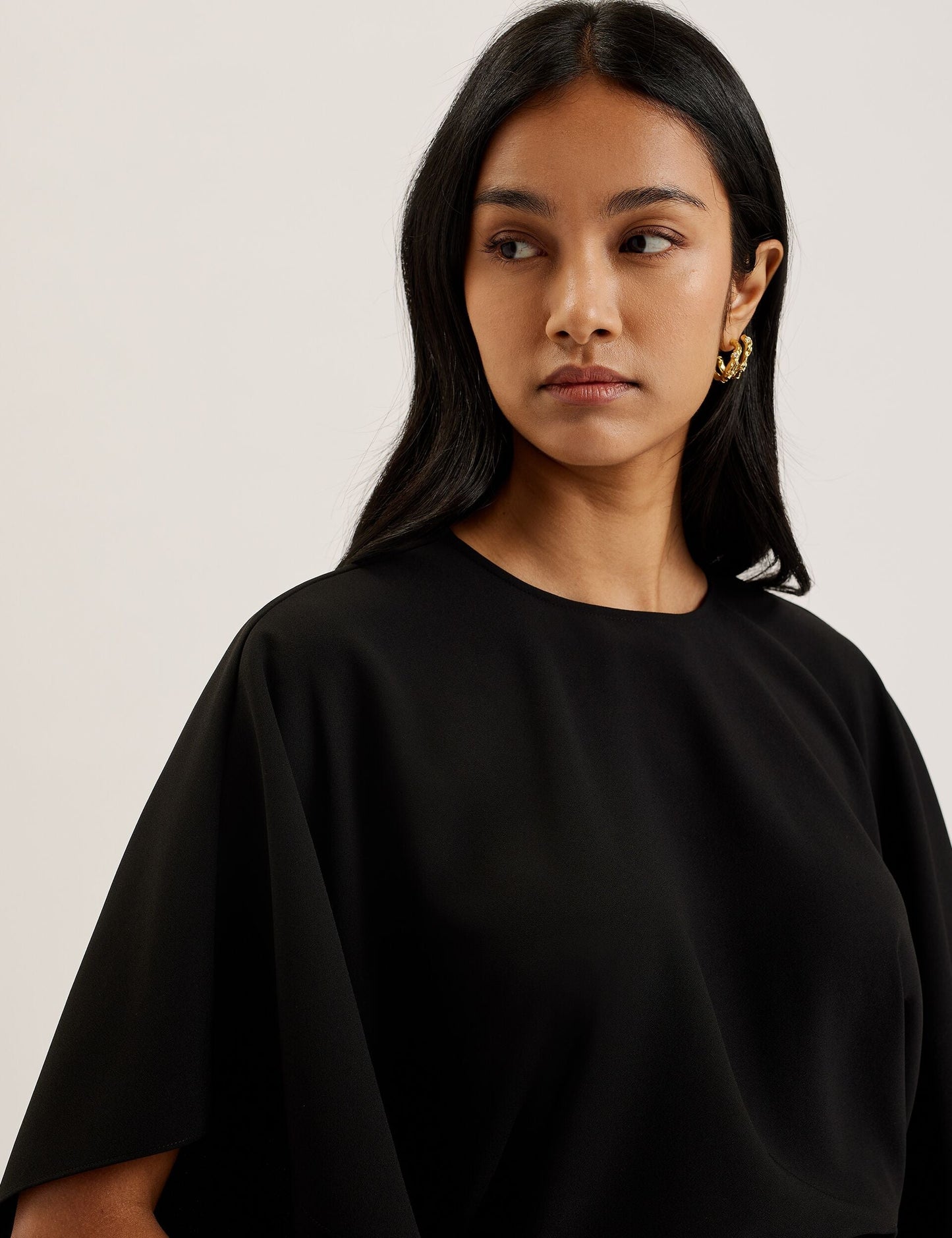 Batwing Short Sleeve Woven Blouse