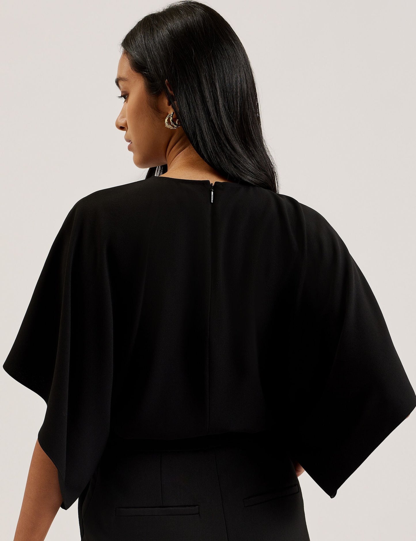 Batwing Short Sleeve Woven Blouse