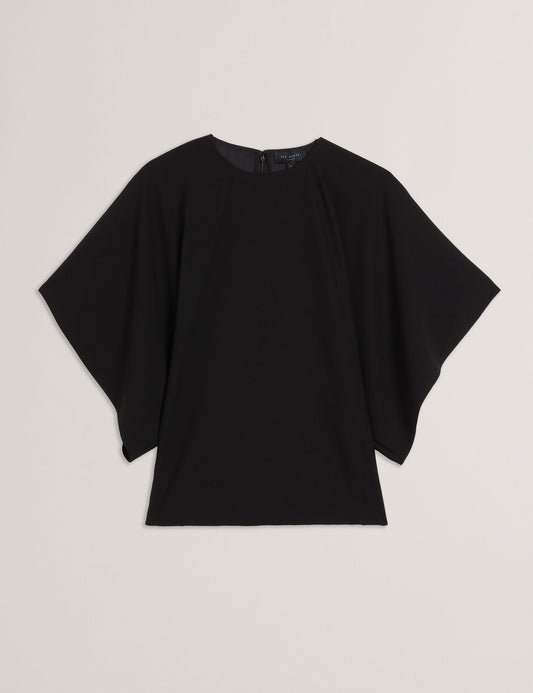 Batwing Short Sleeve Woven Blouse