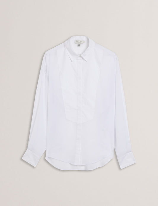 Bib Front Sheer Long Sleeve Blouse