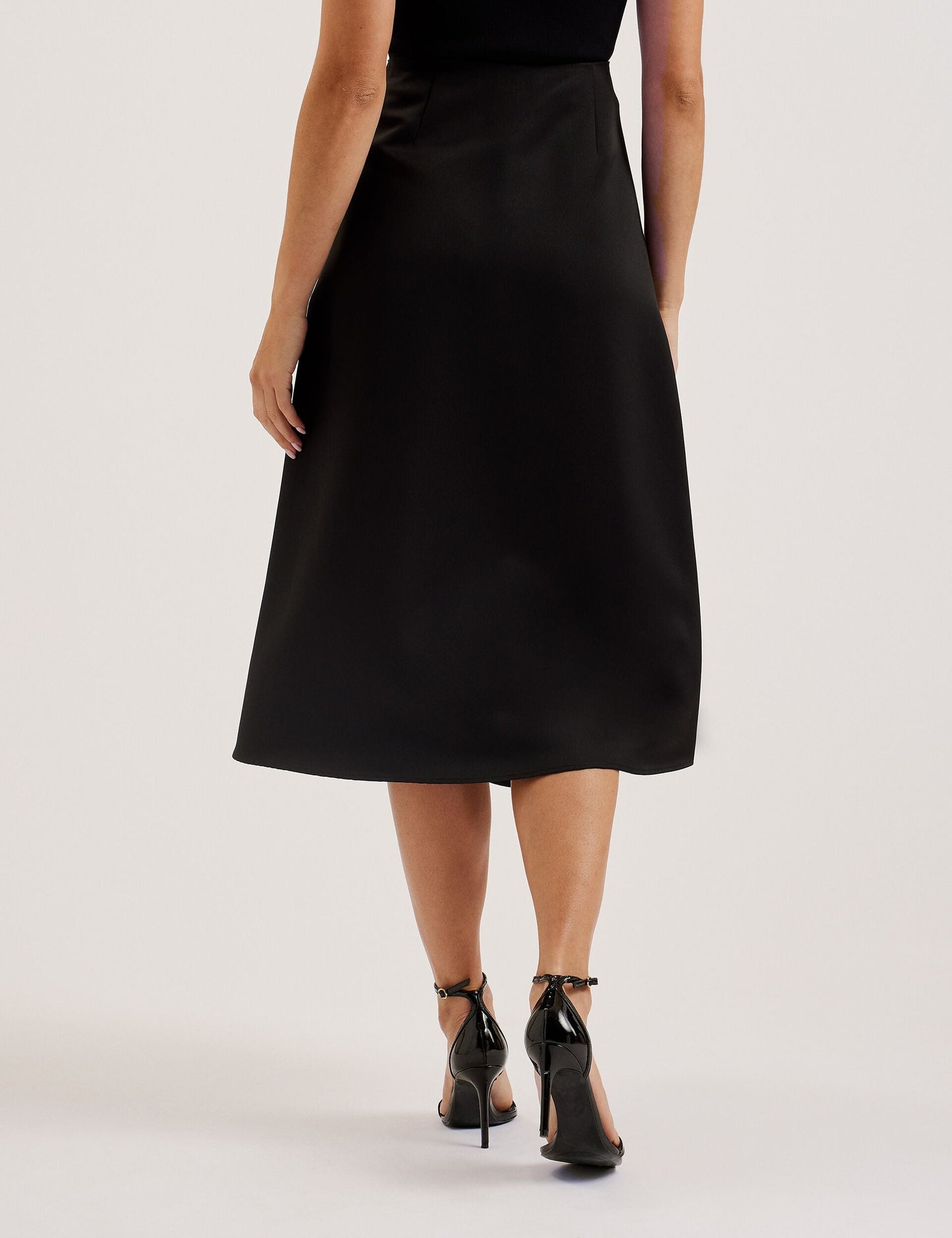 Asymmetric Satin Wrap Midi Skirt