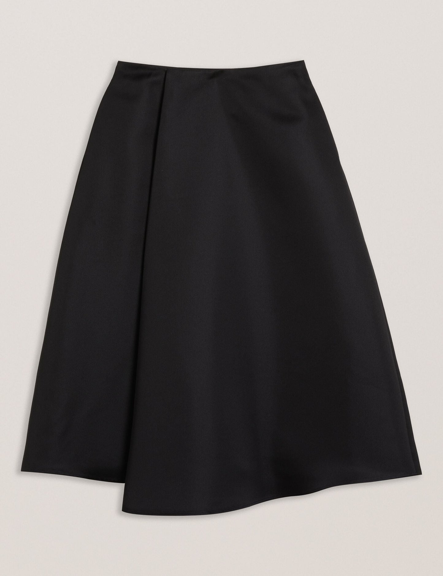 Asymmetric Satin Wrap Midi Skirt
