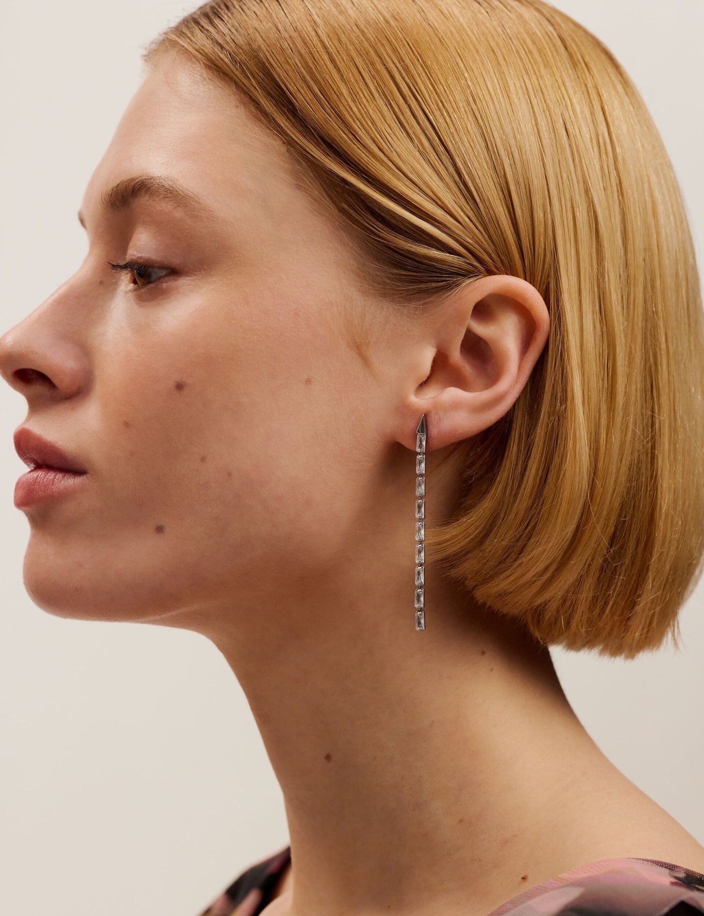 Baguette Crystal Long Drop Earrings