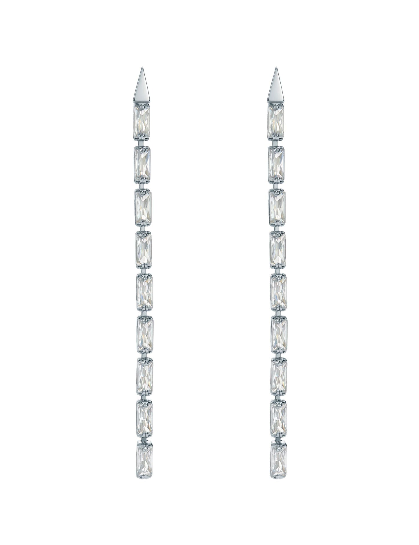 Baguette Crystal Long Drop Earrings