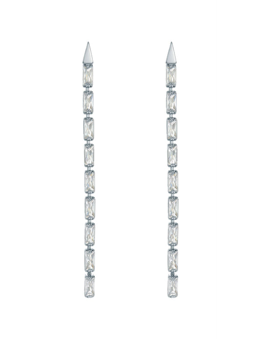 Baguette Crystal Long Drop Earrings