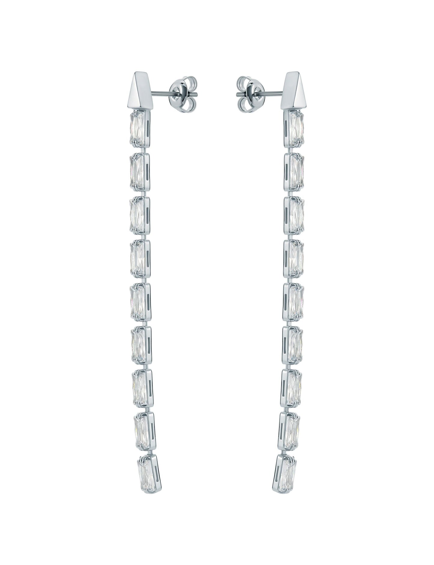 Baguette Crystal Long Drop Earrings