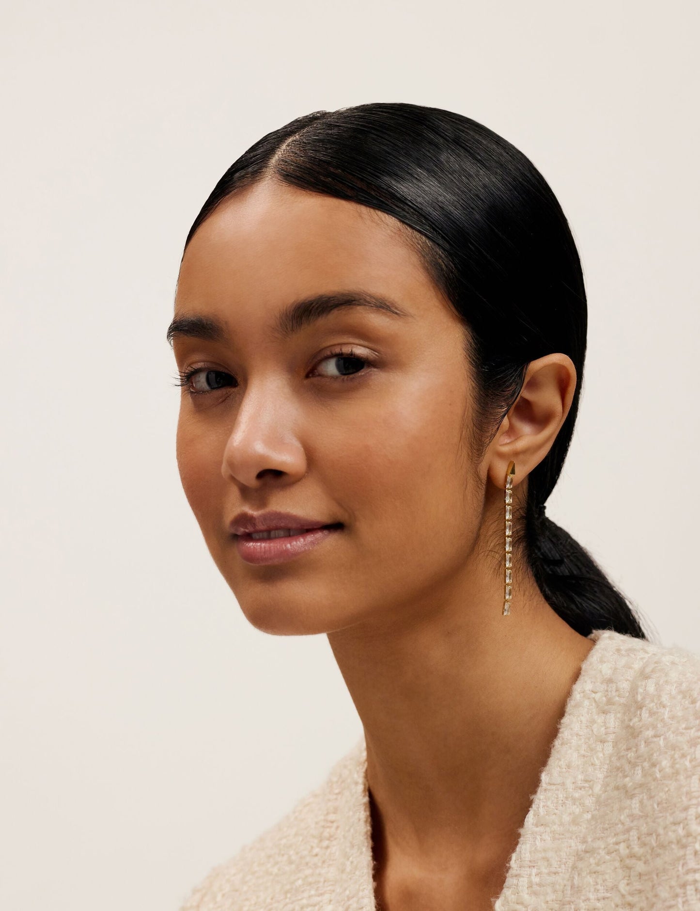 Baguette Crystal Long Drop Earrings