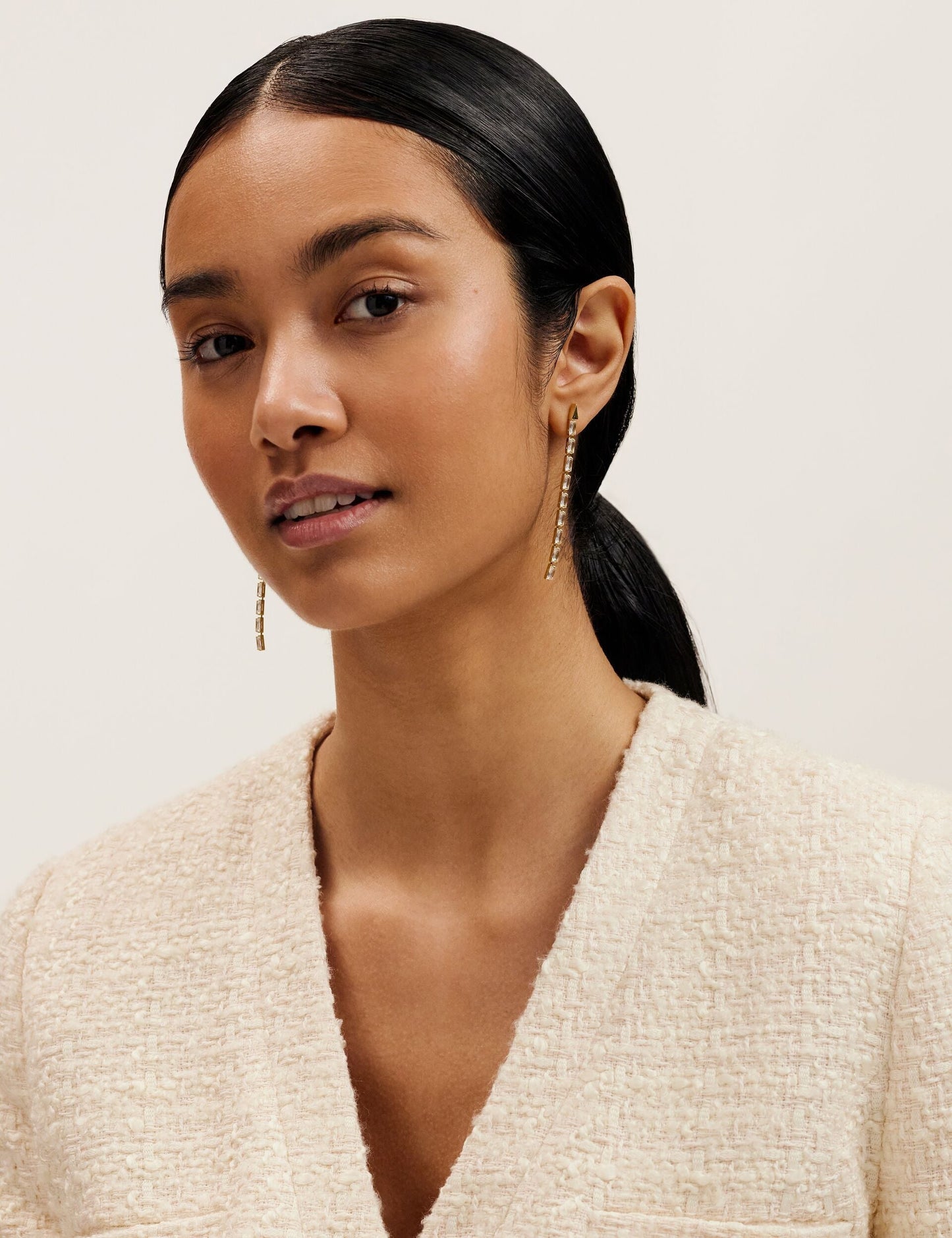 Baguette Crystal Long Drop Earrings