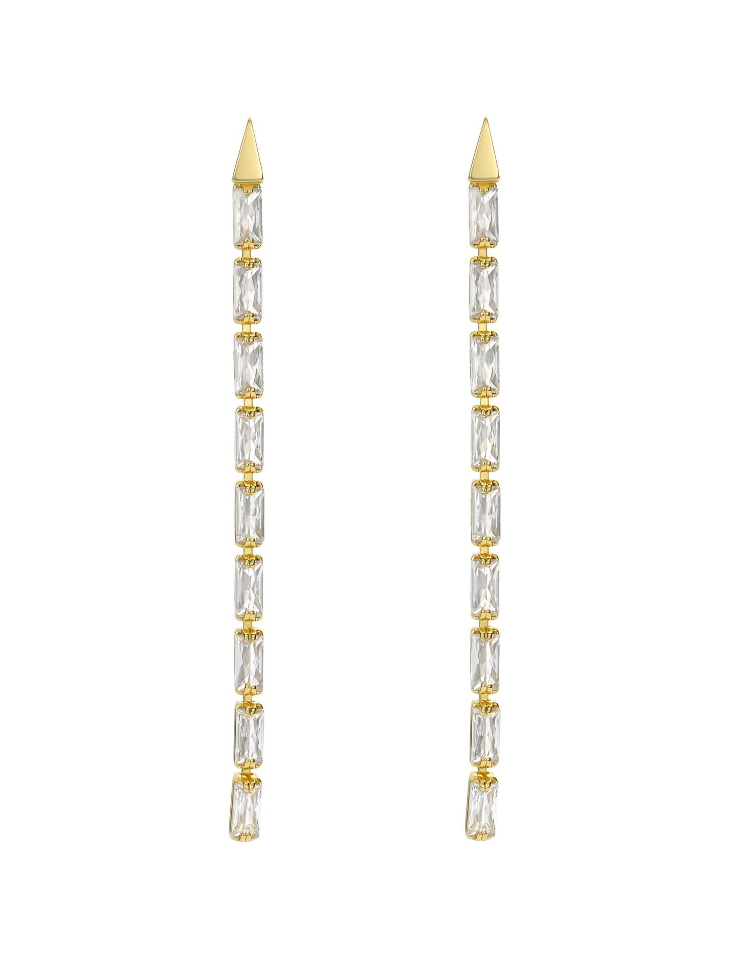 Baguette Crystal Long Drop Earrings