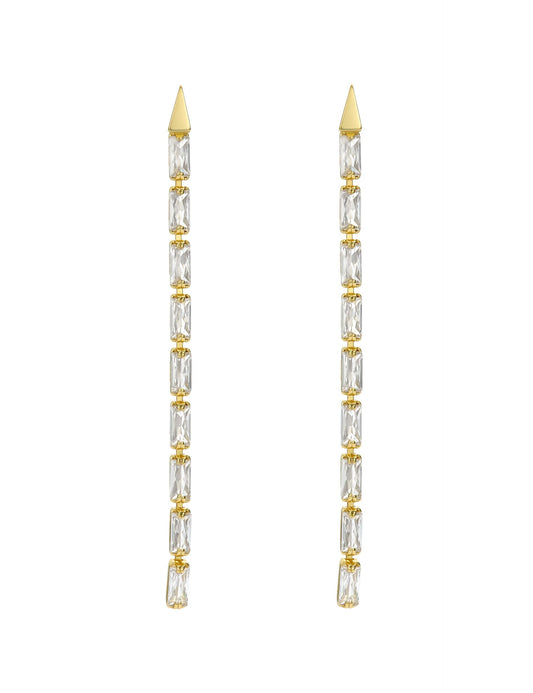 Baguette Crystal Long Drop Earrings