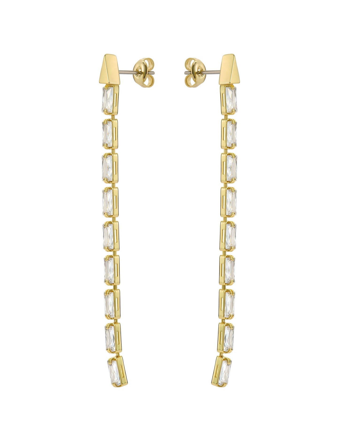 Baguette Crystal Long Drop Earrings