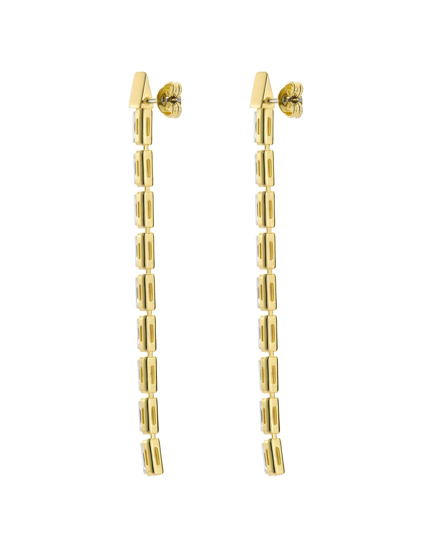 Baguette Crystal Long Drop Earrings